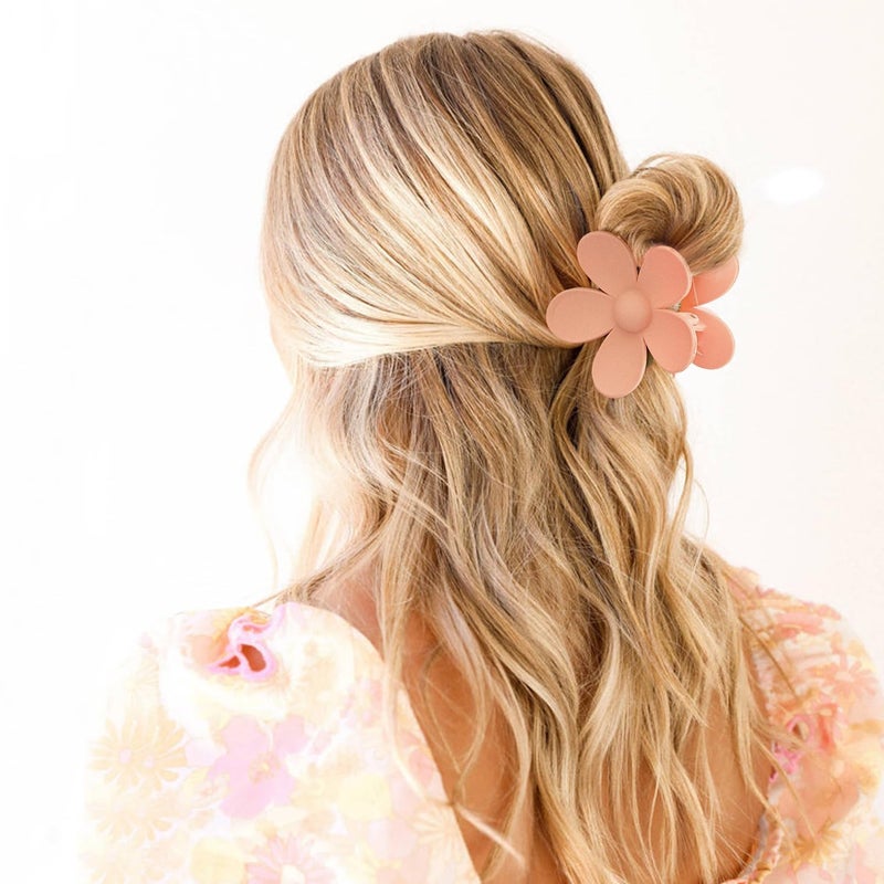 JANFUN Flower Hair Clips 8PCS, Large Claw Clips for Women Girls Thick Thin Hair, Strong Hold Nonslip Big Dasiy Jaw Clamps Matte Hair Accessories 8 Colors - Image 5